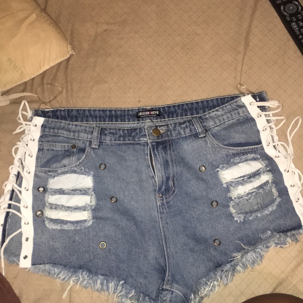 High wasted , Lace up shorts, Never been worn